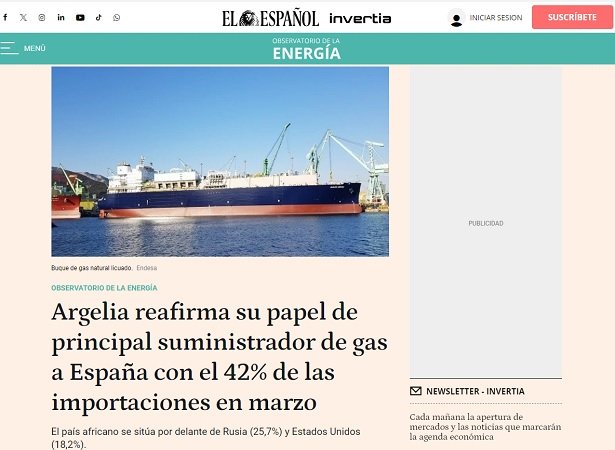 L'Algérie, premier fournisseur de gaz à l'Espagne